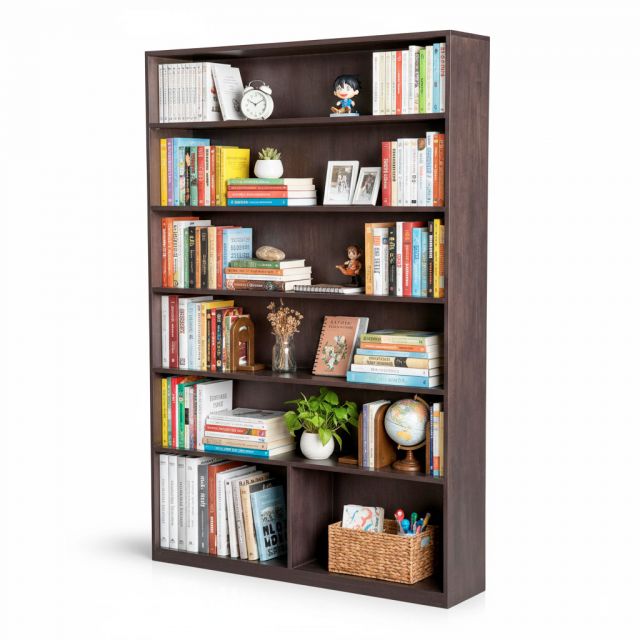 Kệ sách 6 tầng 140x30x200cm gỗ cao su KS68347