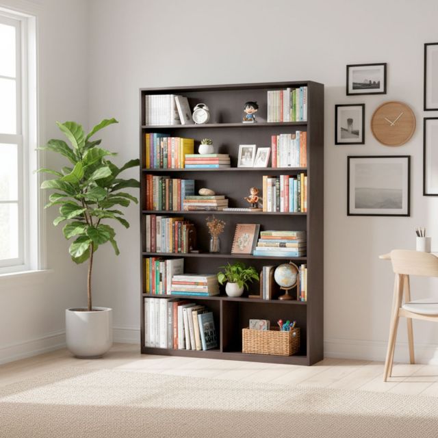 Kệ sách 6 tầng 140x30x200cm gỗ cao su KS68347