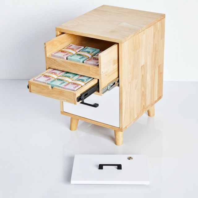 Tủ giấu tiền để đầu giường 38x45x58cm gỗ cao su TDG68062