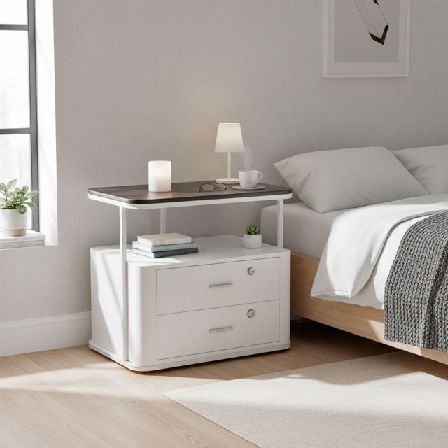 Tủ đầu giường khóa ren số 80x55x70cm gỗ cao su TDG68063