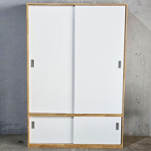 Tủ quần áo 2 cánh cửa trượt 140x55x200cm gỗ cao su TQA68076