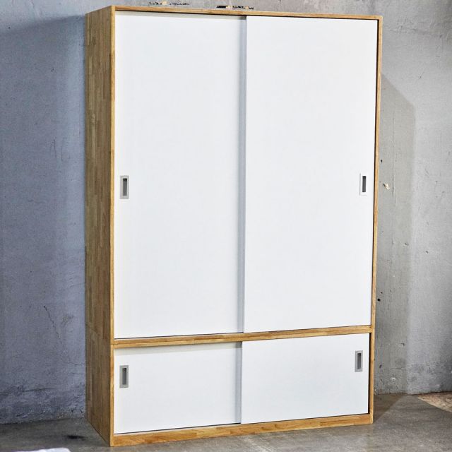 Tủ quần áo 2 cánh cửa trượt 140x55x200cm gỗ cao su TQA68076