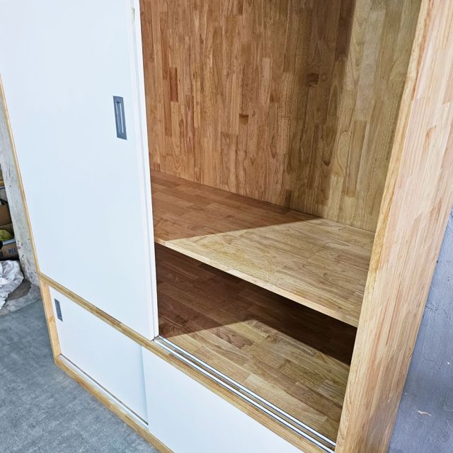 Tủ quần áo 2 cánh cửa trượt 140x55x200cm gỗ cao su TQA68076