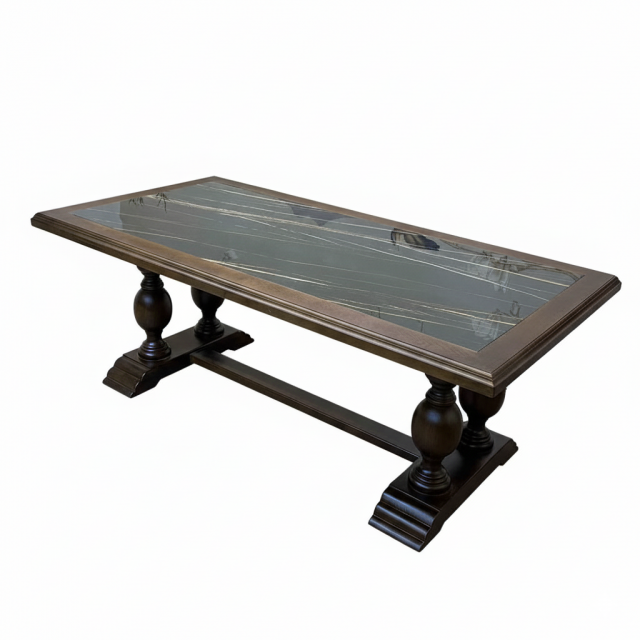 Bàn ăn Maison 220x100x75cm mặt đá ceramic chân gỗ tần bì BA68280