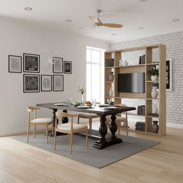 Bàn ăn Maison 220x100x75cm mặt đá ceramic chân gỗ tần bì BA68280