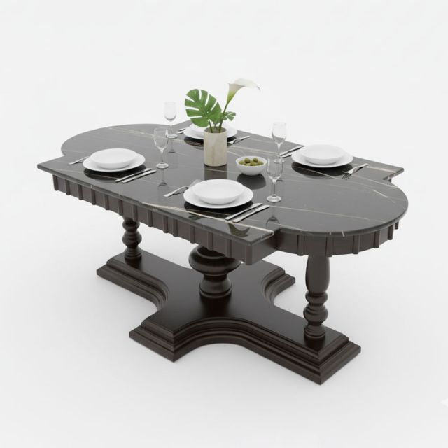 Bàn ăn Kalista 220x100x75cm mặt đá chân gỗ BA68272