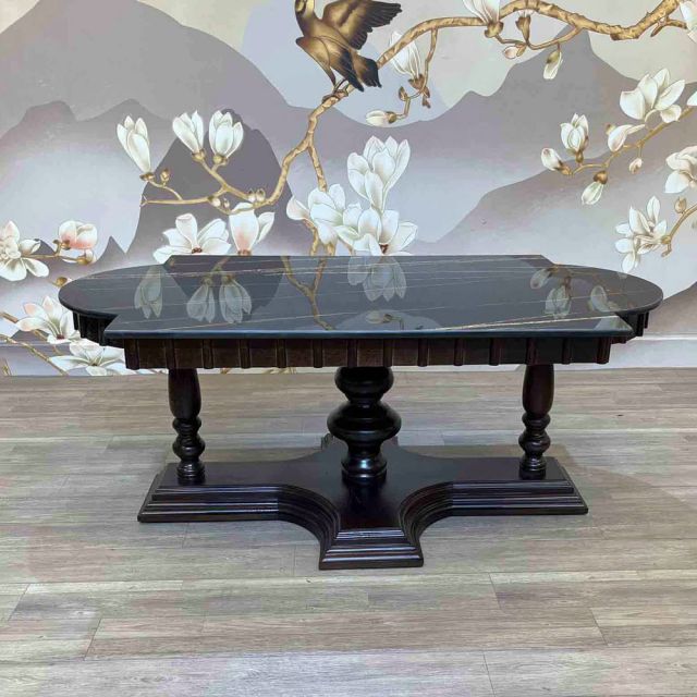 Bàn ăn Maison 100x220x75cm mặt đá chân gỗ BA68272