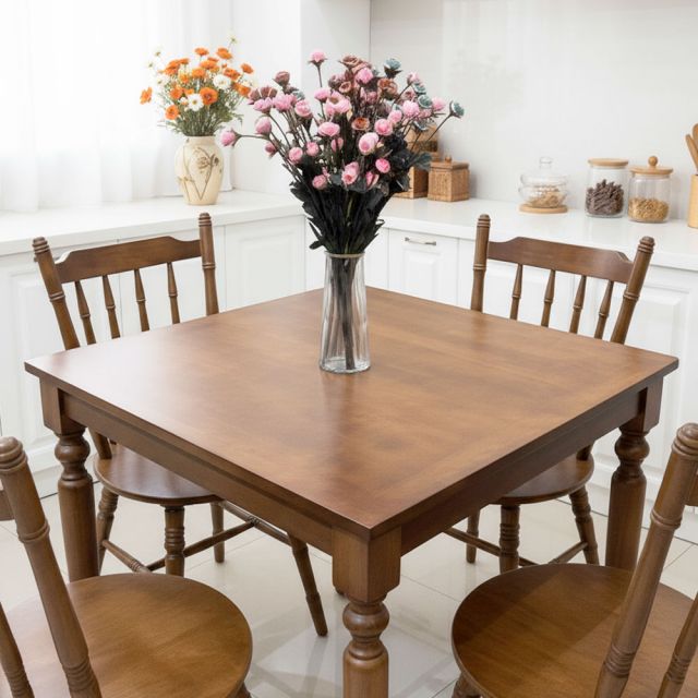Bàn ăn Louis vuông 80x80cm gỗ cao su BA68281