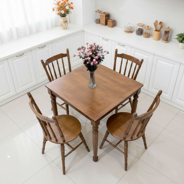Bàn ăn Louis vuông 80x80cm gỗ cao su BA68281