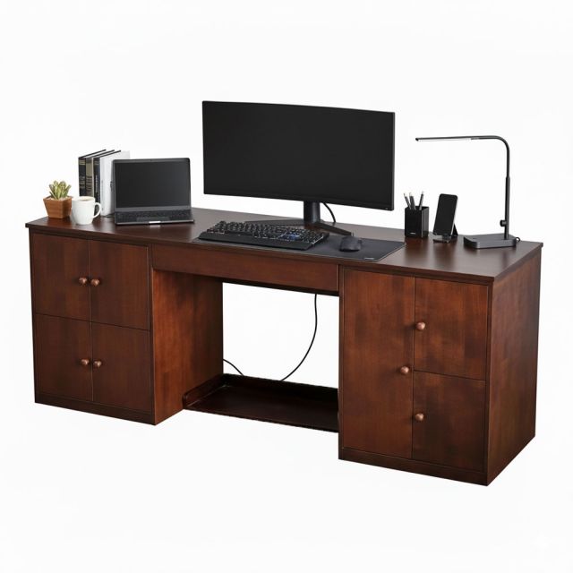 Bàn máy tính có ngăn tủ 200x55x78cm gỗ cao su BD68165