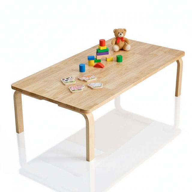 Bàn mầm non chữ nhật 100x50x28cm gỗ cao su KGD046
