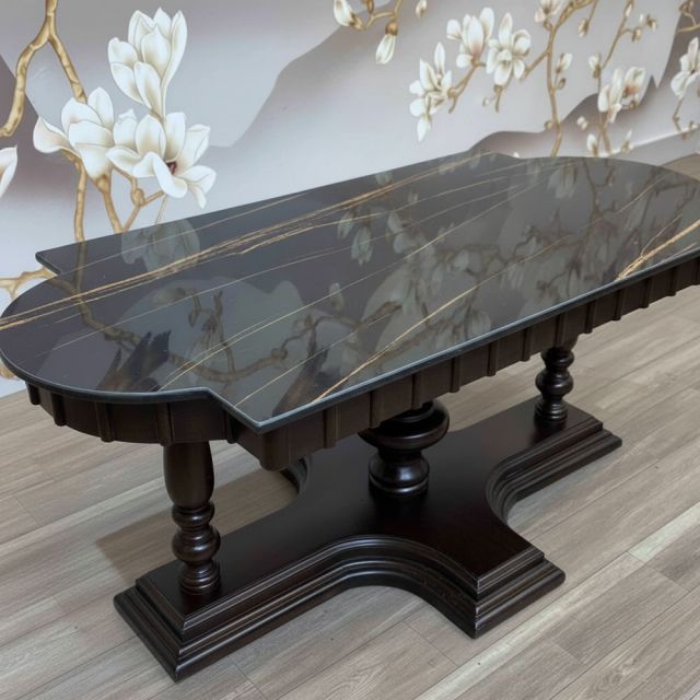 Bàn sofa chữ nhật 146x75cm mặt đá ceramic chân gỗ tần bì TT68345 Bàn sofa chữ nhật 146x75cm mặt đá ceramic chân gỗ tần bì TT68345