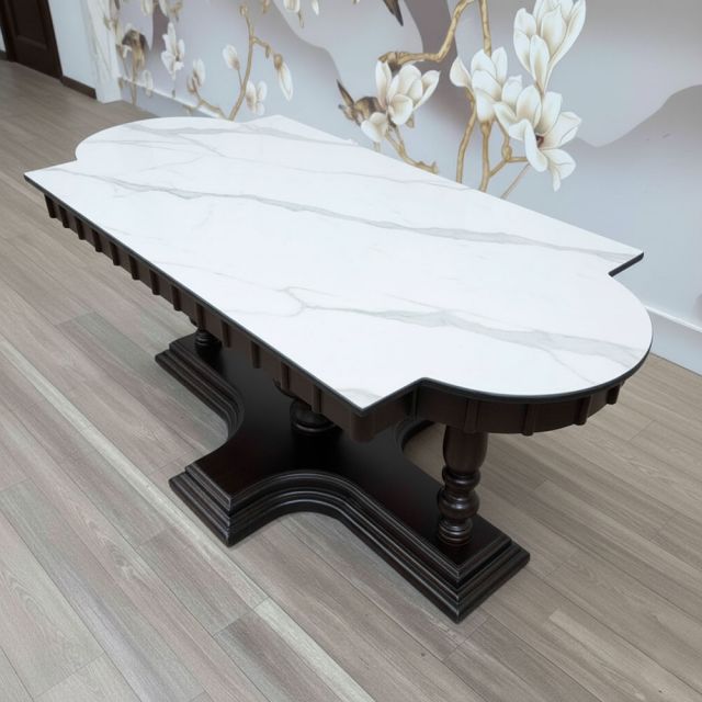 Bàn sofa chữ nhật 146x75cm mặt đá ceramic chân gỗ tần bì TT68345 Bàn sofa chữ nhật 146x75cm mặt đá ceramic chân gỗ tần bì TT68345