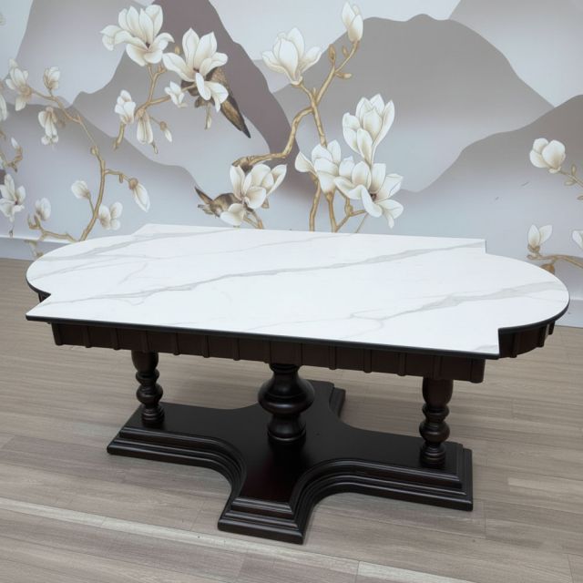 Bàn sofa chữ nhật 146x75cm mặt đá ceramic chân gỗ tần bì TT68345 Bàn sofa chữ nhật 146x75cm mặt đá ceramic chân gỗ tần bì TT68345