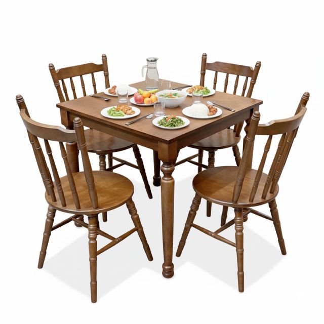 Combo bàn ăn Louis vuông và 4 ghế Amish BBA214