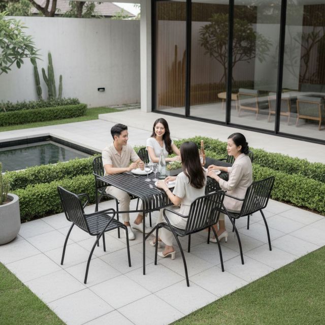Combo bàn ghế ngoài trời sắt sơn tĩnh điện CBNT013
