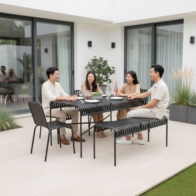 Combo bàn ghế ngoài trời sắt sơn tĩnh điện CBNT015