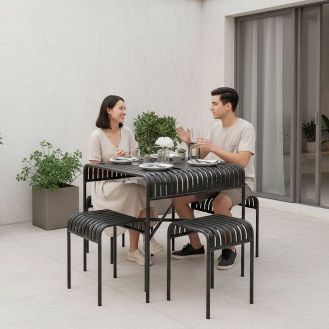 Combo bàn ghế ngoài trời sắt sơn tĩnh điện CBNT014
