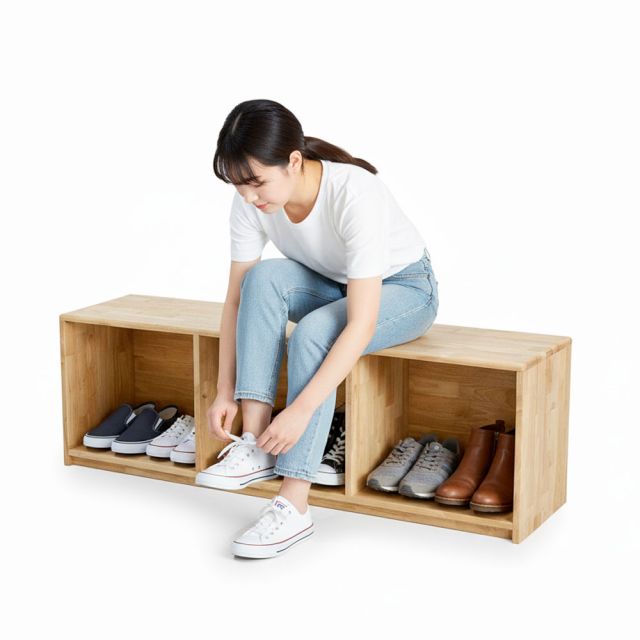 Ghế băng dài ngồi thay giày 140x35cm gỗ cao su GBD062