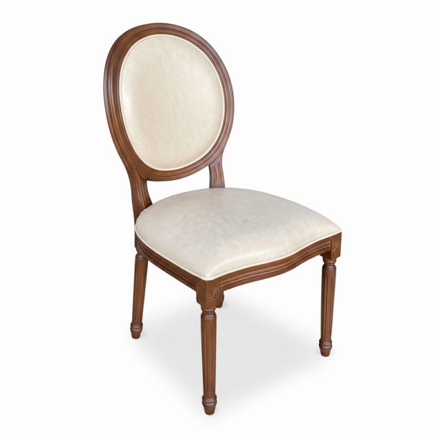 Ghế Louis không tay gỗ tần bì bọc da simili GSK020