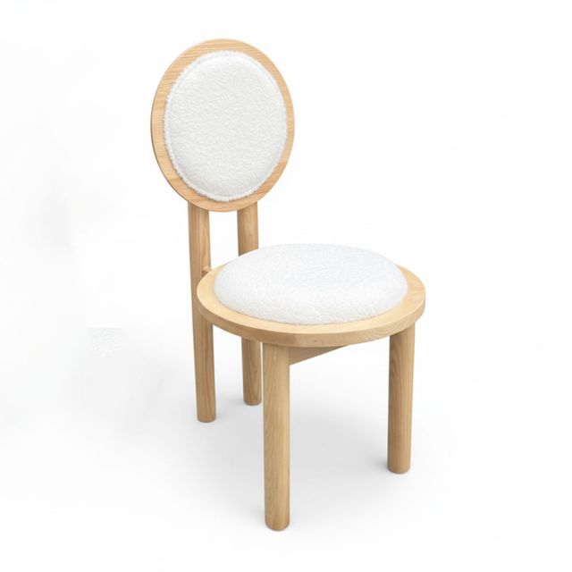 Ghế Mochi bọc vải lông cừu gỗ tần bì GCF316