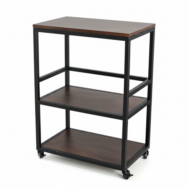 Kệ bếp di động 64x40x89cm mặt gỗ cao su KB68074