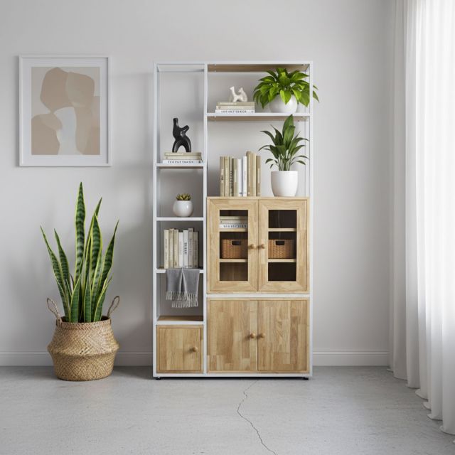 Kệ trang trí 100x30x200cm gỗ cao su KTT68047