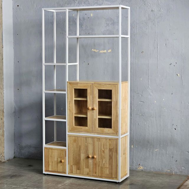 Kệ trang trí 100x30x200cm gỗ cao su KTT68047