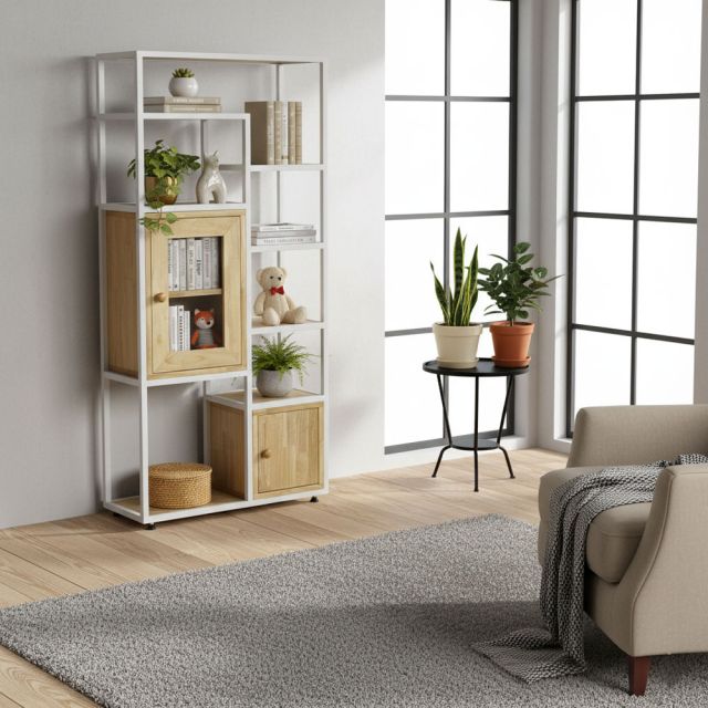Kệ trang trí 70x30x145cm gỗ cao su KTT68046
