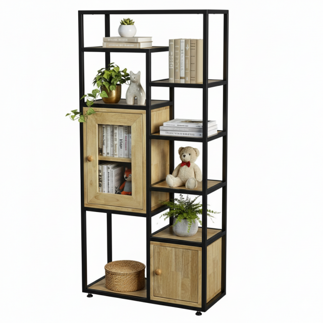 Kệ trang trí 70x30x145cm gỗ cao su KTT68046
