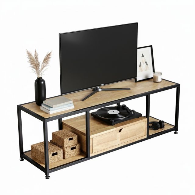 Kệ TV 120x35x40cm gỗ cao su KTV68125