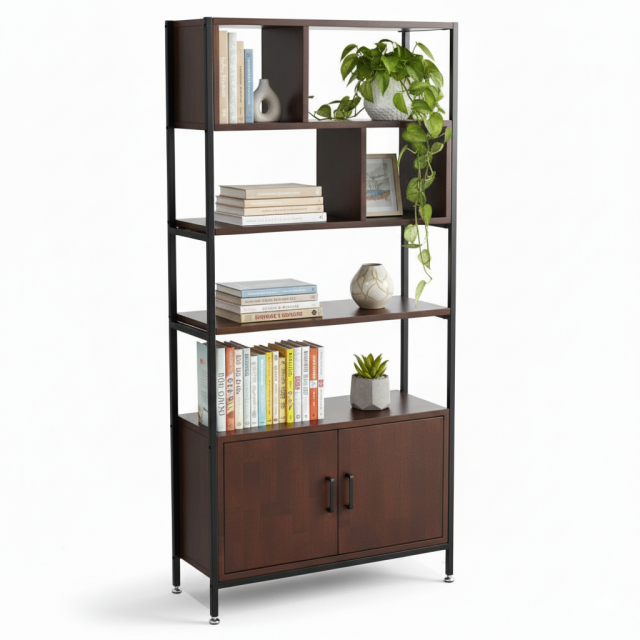 Kệ trang trí 80x35x160cm gỗ cao su KTT68048