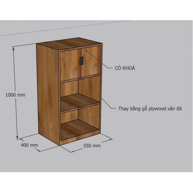 Tủ để đồ 55x40x100cm gỗ plywood vân giả đá KTB68233