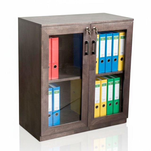 Tủ hồ sơ 2 tầng cửa kính gỗ cao su 80x40x87cm THS68024