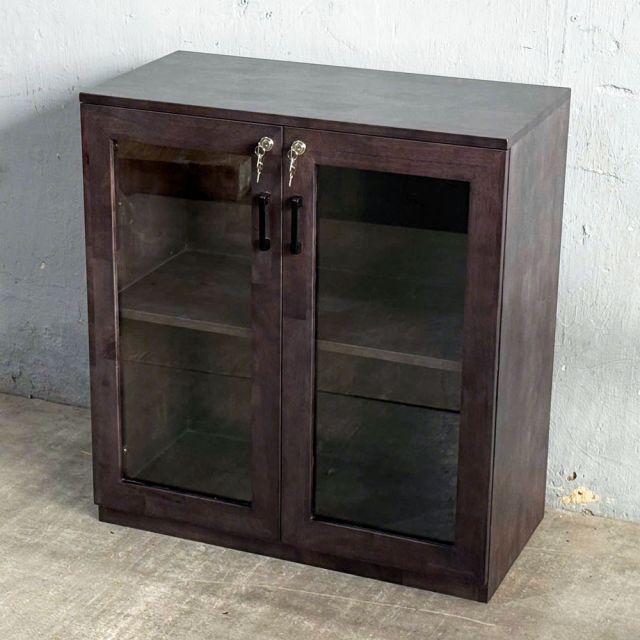 Tủ hồ sơ 2 tầng cửa kính gỗ cao su 80x40x87cm THS68024