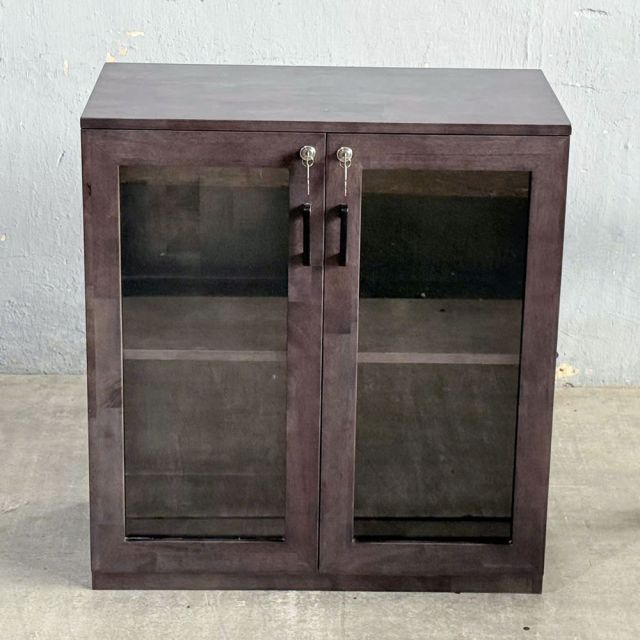 Tủ hồ sơ 2 tầng cửa kính gỗ cao su 80x40x87cm THS68024