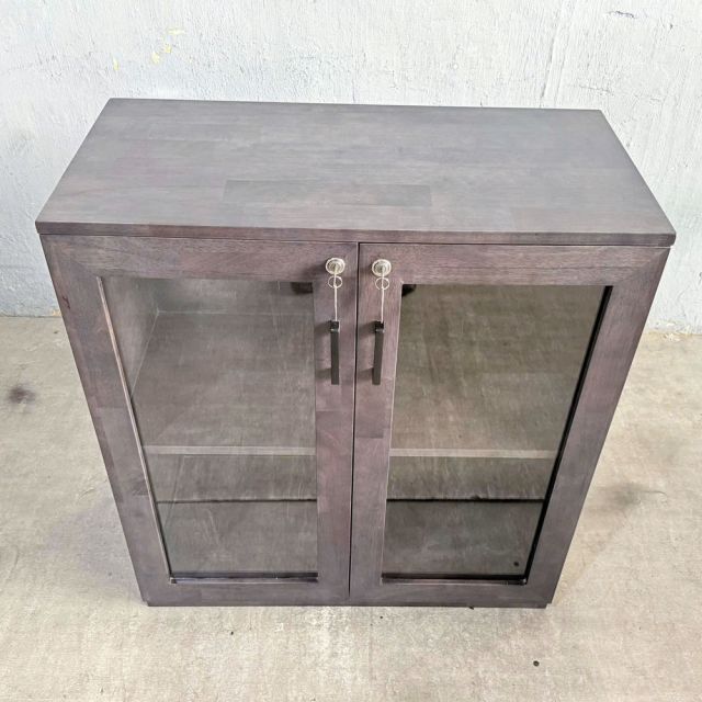 Tủ hồ sơ 2 tầng cửa kính gỗ cao su 80x40x87cm THS68024