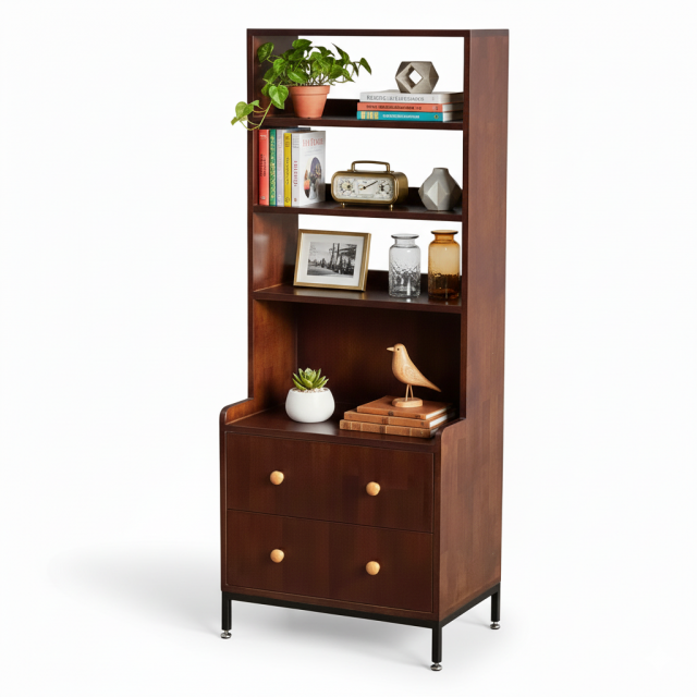 Tủ kệ trang trí phòng khách gỗ cao su chân sắt KTB68139