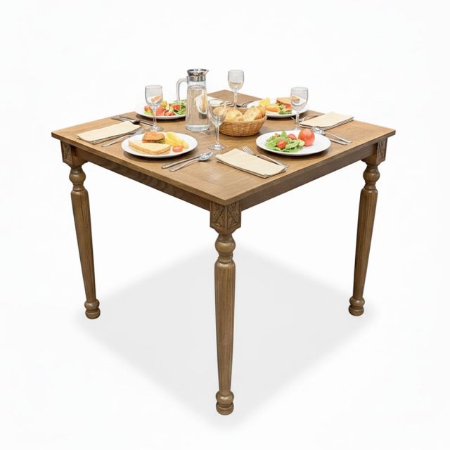 Bàn ăn Louis vuông 80x80cm chân gỗ họa tiết gỗ sồi BA68175