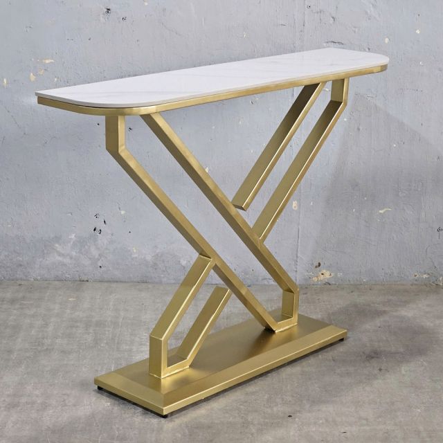 Bàn console 120x30x85cm mặt đá ceramic chân sắt CST081
