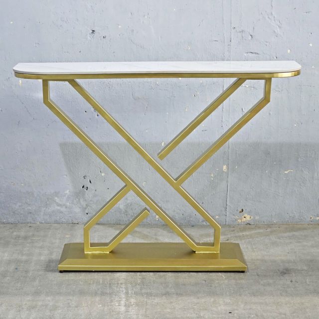 Bàn console 120x30x85cm mặt đá ceramic chân sắt CST081