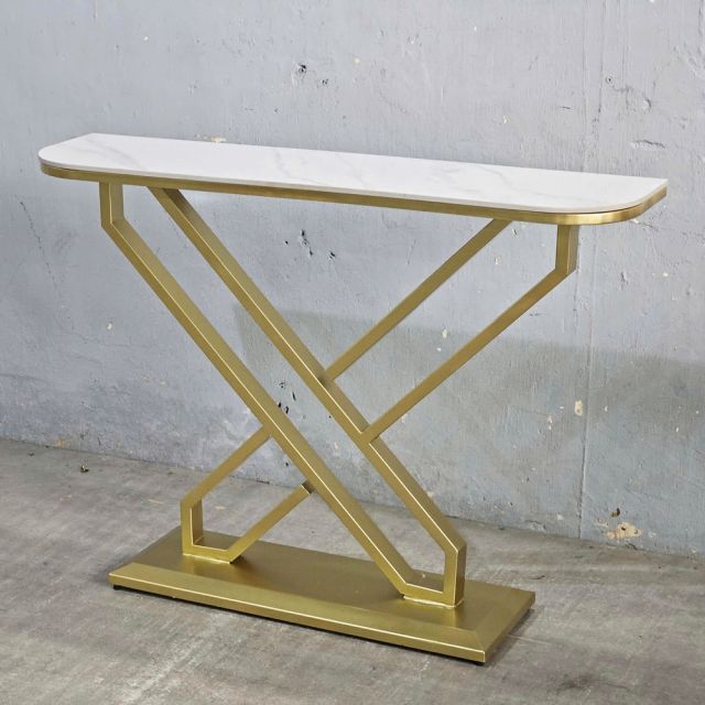 Bàn console 120x30x85cm mặt đá ceramic chân sắt CST081