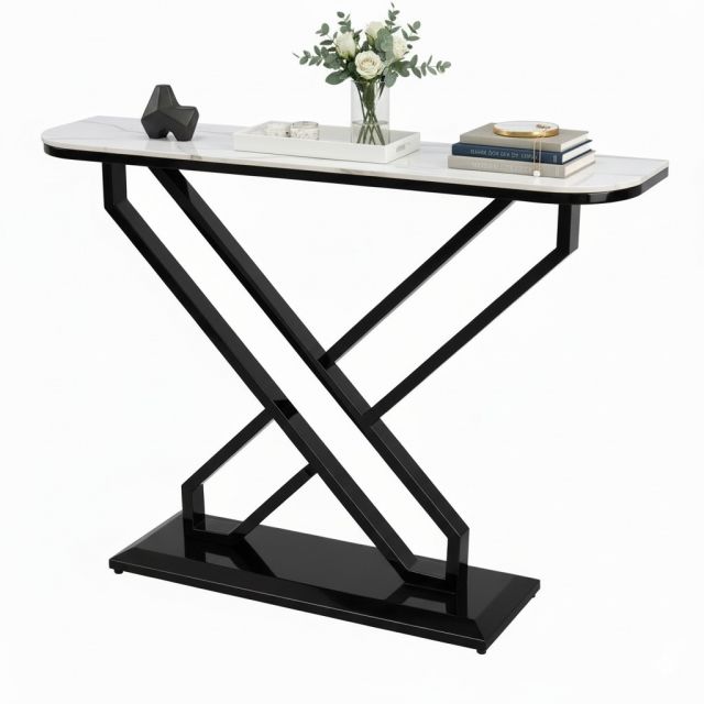 Bàn console 120x30x85cm mặt đá ceramic chân sắt CST081