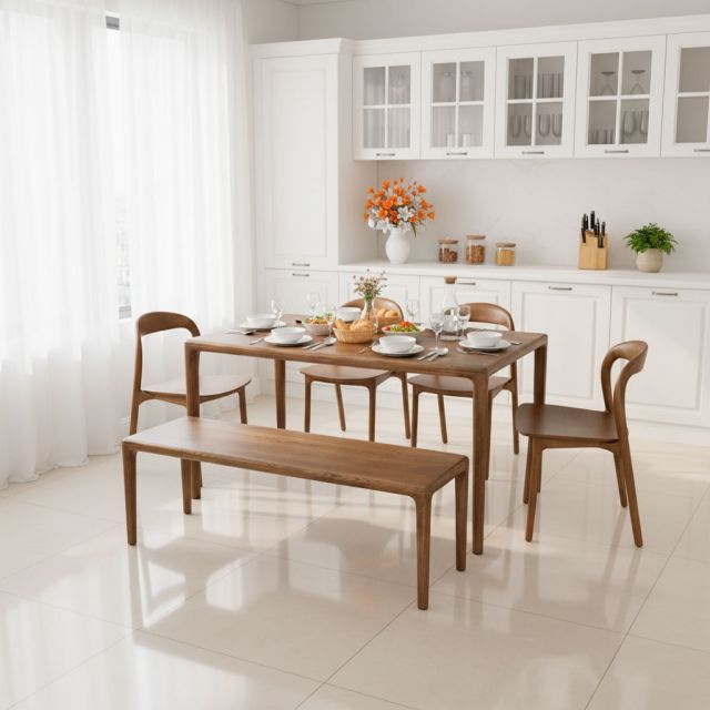 Combo bộ bàn ghế ăn Neva 6 người BBA215