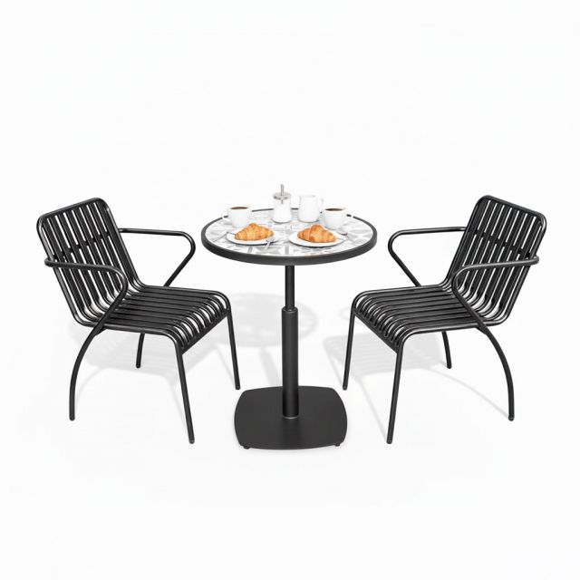 Combo 1 bàn cafe tròn và 2 ghế cafe sắt CBCF346