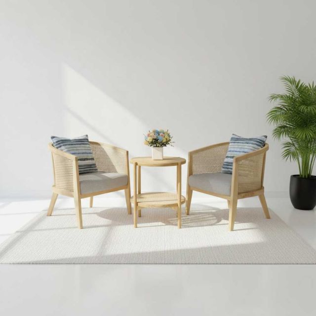 Combo bàn sofa tròn và 2 ghế sofa đơn Harvey CBSF68061