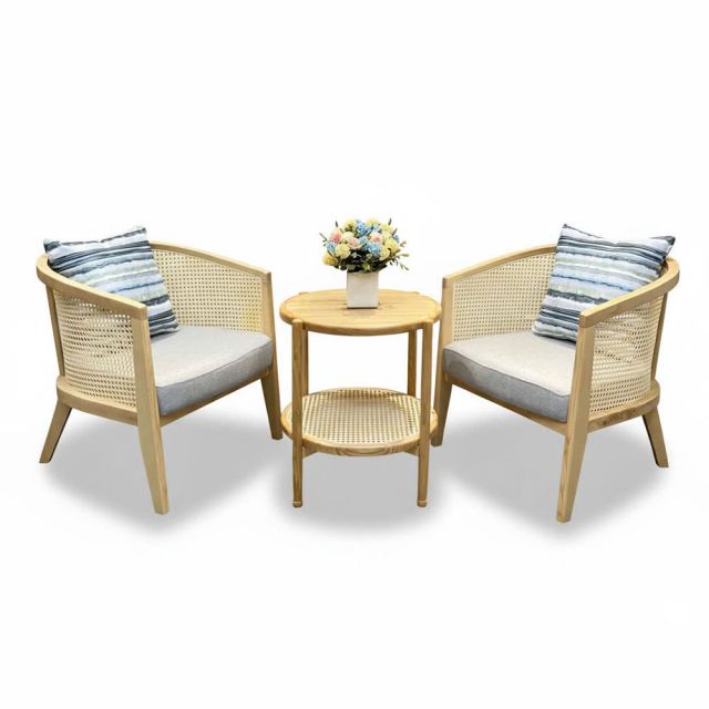 Combo bàn sofa tròn và 2 ghế sofa đơn Harvey CBSF68061