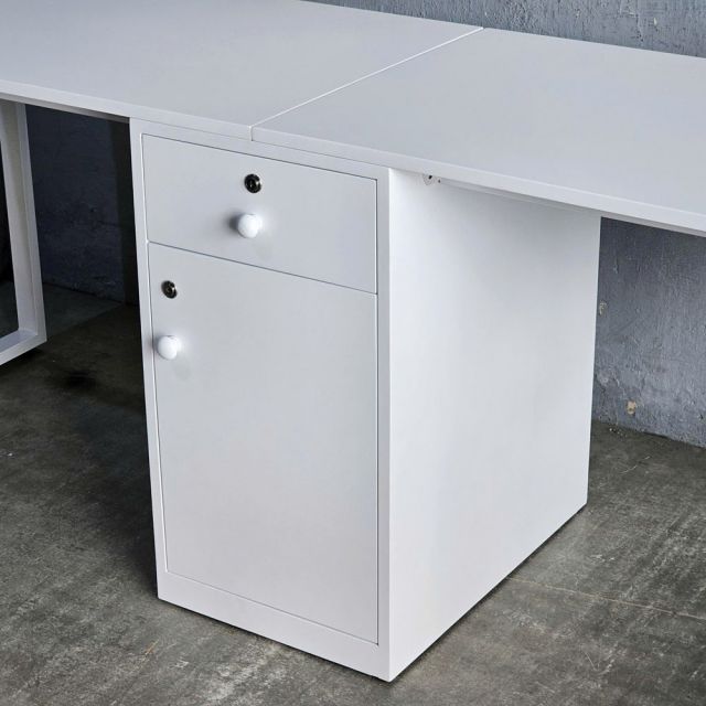 Bàn cụm 2 người có tủ 200x60cm gỗ cao su HBRT121