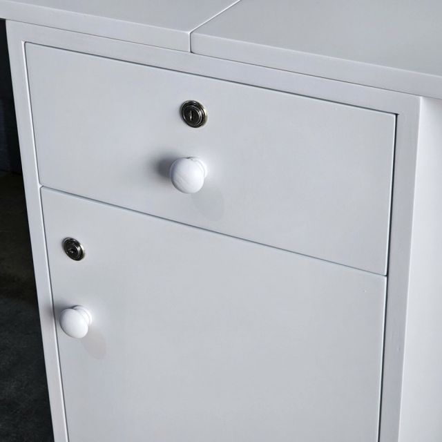 Bàn cụm 2 người có tủ 200x60cm gỗ cao su HBRT121