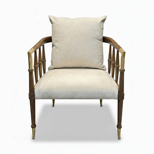 Ghế sofa đơn Caracole Beauty bọc vải nhung gỗ Ash GSD6832